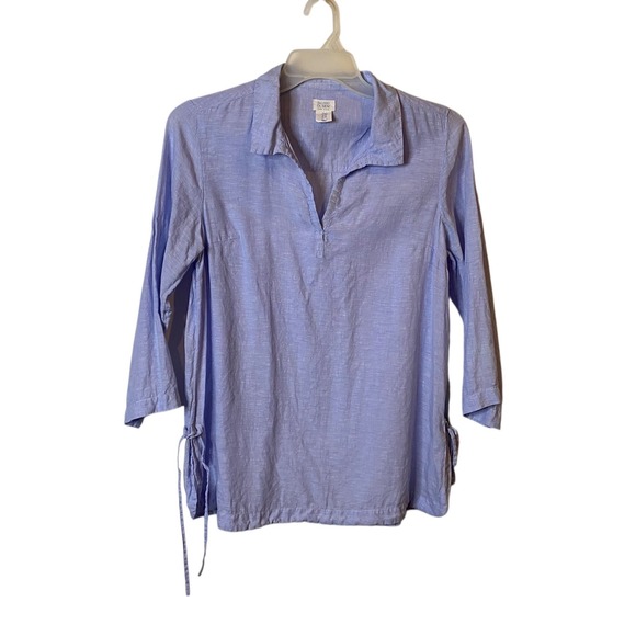 Sigrid Olsen Tops - Sigrid Olsen Soft Blue 100% Linen Pullover Tunic 3/4 Sleeve Women's Medium